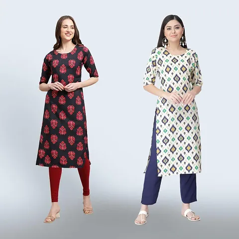 Trendy Crepe Printed Kurtis Combo of 2