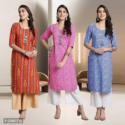 Fancy Rayon Kurtis For Women Pack Of 3-thumb0