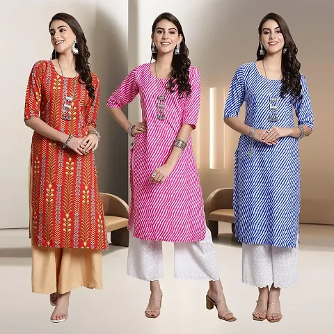 Fancy Rayon Kurtis For Women Pack Of 3