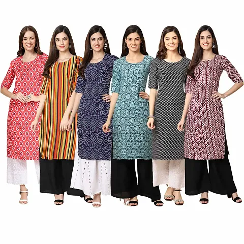 Fancy Combo of 6 Crepe Kurti