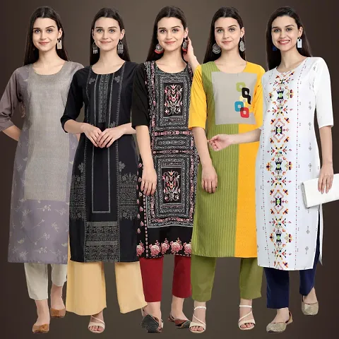 Stylish Fancy Crepe Kurtis - Pack Of 5