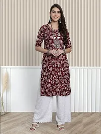 Stylish Multicoloured Crepe A-Line Printed Stitched Kurti For Women-thumb1