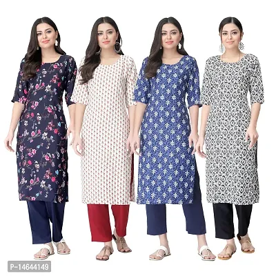 New Crepe Combo Printed Kurtis For Women Pack Of 4