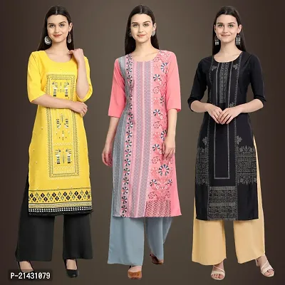 Fancy Crepe Kurtis for Women Pack Of 3-thumb0