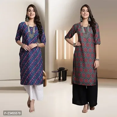 Fancy Rayon Kurtis For Women Pack Of 2-thumb0