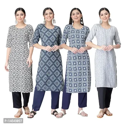 New Crepe Combo Printed Kurtis For Women Pack Of 4