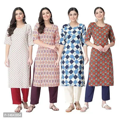 New Crepe Combo Printed Kurtis For Women Pack Of 4