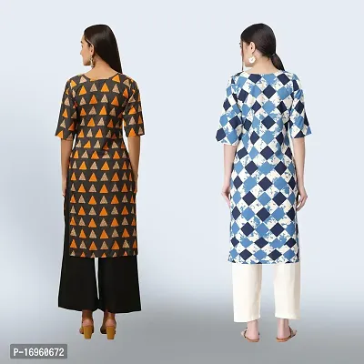 Women Stylish Crepe Ethnic Motif Casual Straight Kurta-thumb2