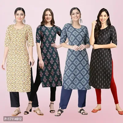 Women Stylish Crepe Printed Straight Kurta