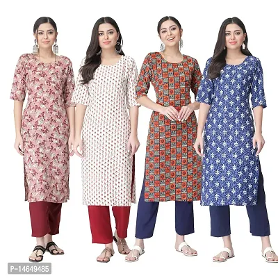 New Crepe Combo Printed Kurtis For Women Pack Of 4-thumb0