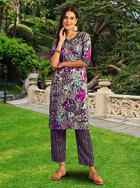 Stylish Multicoloured Cotton Blend Printed Kurta, Bottom and Dupatta Set For Women-thumb3