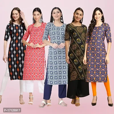 Women Stylish Crepe Printed Straight Kurta