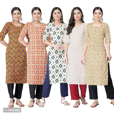 New Crepe Printed Kurtis Combo For Women Pack Of 5