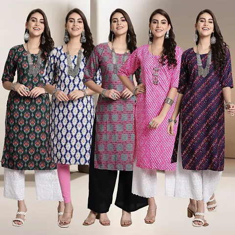 Fancy Crepe Kurtis For Women Pack Of 5