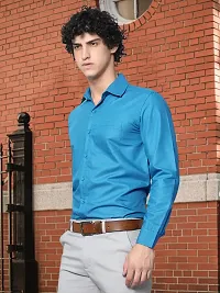 Reliable Blue Cotton Solid Long Sleeves Formal Shirt For Men-thumb1