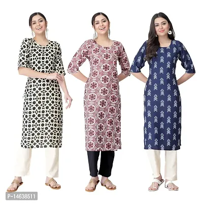 New Crepe Combo Printed Kurtis For Women Pack Of 3