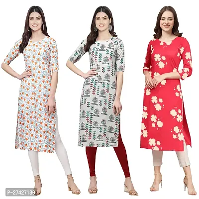 Stylish Multicoloured Crepe Stitched Kurta For Women Pack of 3