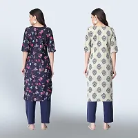 Women Stylish Crepe Ethnic Motif Casual Straight Kurta-thumb1