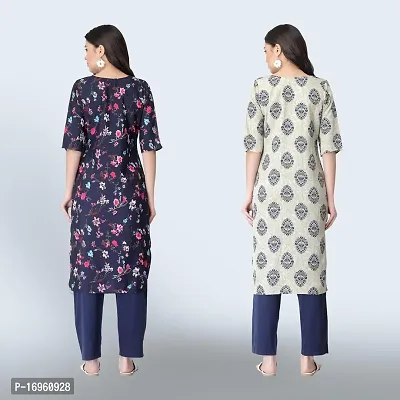 Women Stylish Crepe Ethnic Motif Casual Straight Kurta-thumb2