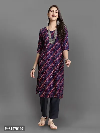 Stylish Crepe Printed Straight Kurta With Pant Set For Women-thumb2