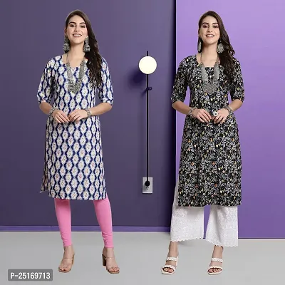 Fancy Crepe Kurtas For Women Pack Of 2-thumb0