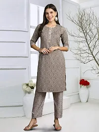 Stylish Cotton Blend Printed Kurta With Pant And Dupatta Set For Women-thumb2