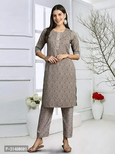 Stylish Cotton Blend Printed Kurta With Pant And Dupatta Set For Women-thumb3