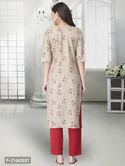 Stylish Beige Crepe Stitched Kurta For Women-thumb5