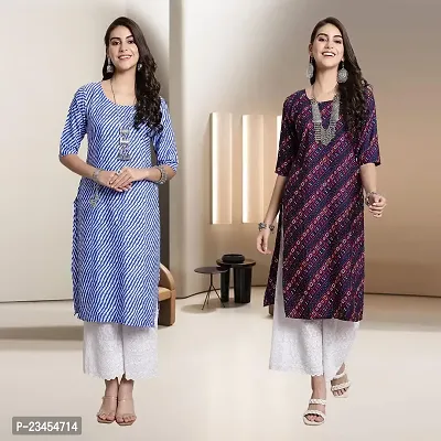 Fancy Rayon Kurtis For Women Pack Of 2-thumb0