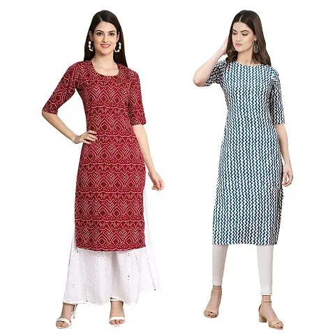 Stylish Crepe Printed Kurti - Pack of 2