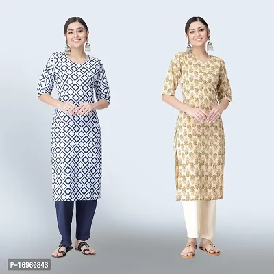 Women Stylish Crepe Ethnic Motif Casual Straight Kurta