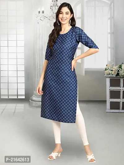 Stylish Navy Blue Crepe Stitched Kurta For Women-thumb0