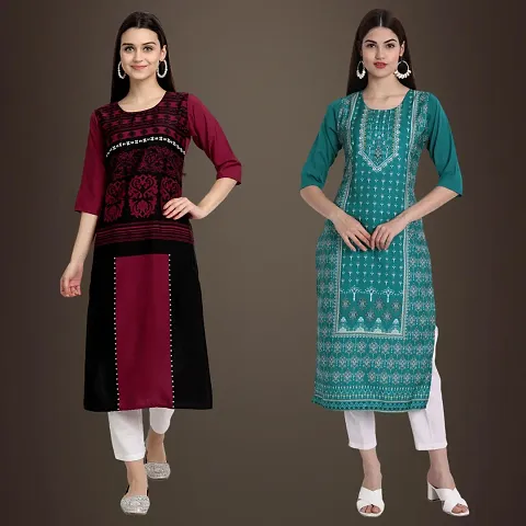 Stylish Fancy Crepe Kurtis Pack Of 2