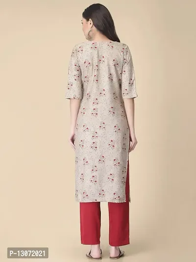 Straight Beige Printed Crepe Kurta-thumb4