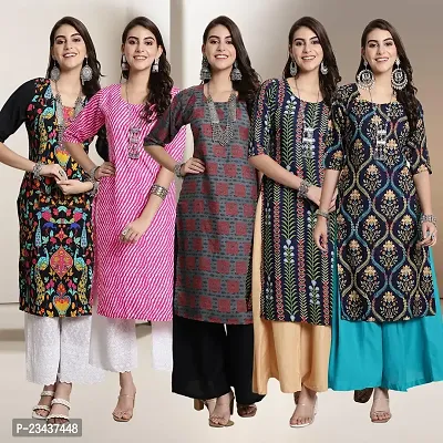 Fancy Crepe Kurtis For Women Pack Of 5-thumb0