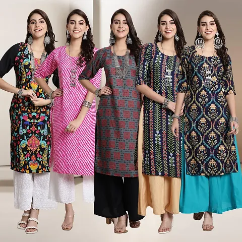 Fancy Crepe Kurtis For Women Pack Of 5