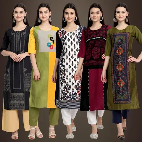 Fancy Crepe Kurtis For Women Pack Of 5