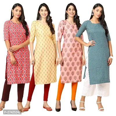 Stylish Multicoloured Crepe Stitched Kurta For Women Pack of 4-thumb0