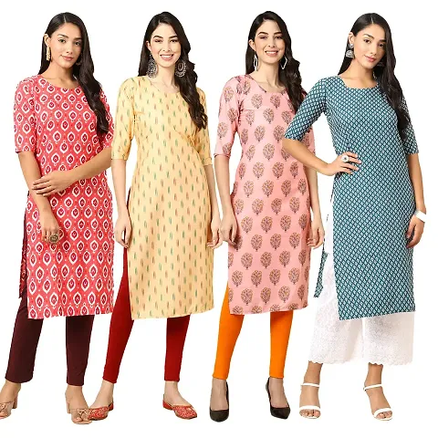 Trendy Crepe Printed Kurti - Pack of 4