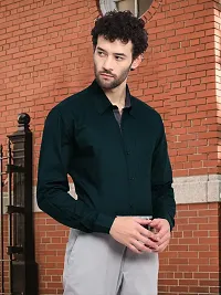 Reliable Green Cotton Solid Long Sleeves Formal Shirt For Men-thumb1