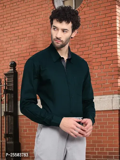 Reliable Green Cotton Solid Long Sleeves Formal Shirt For Men-thumb2