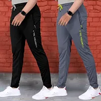 Comfortable Multicoloured Lycra Regular Track Pants For Men Pack Of 2-thumb2