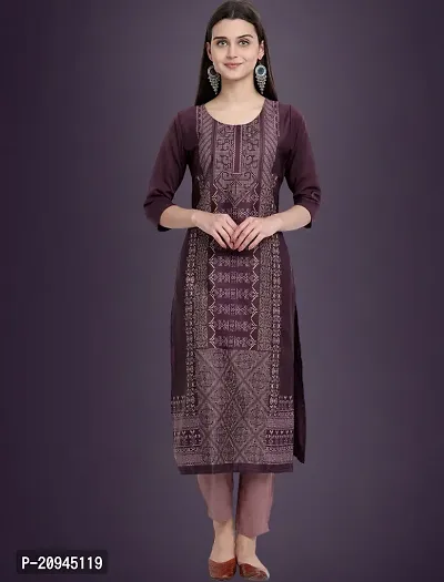 Fancy Brown Crepe Printed Kurta For Women-thumb2