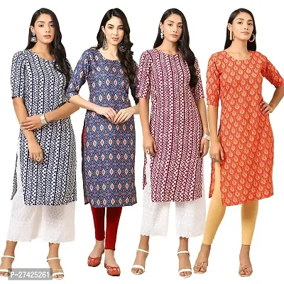 Stylish Multicoloured Crepe Stitched Kurta For Women Pack of 4