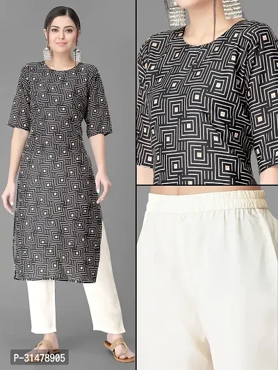 Stylish Crepe Printed Straight Kurta With Pant Set For Women