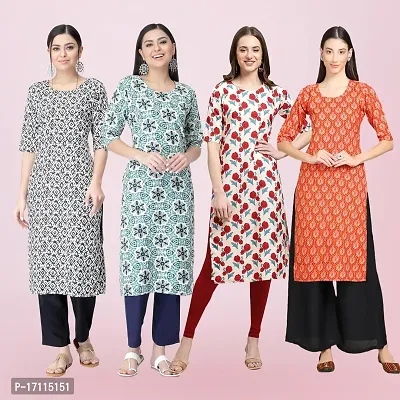 Women Stylish Crepe Printed Straight Kurta