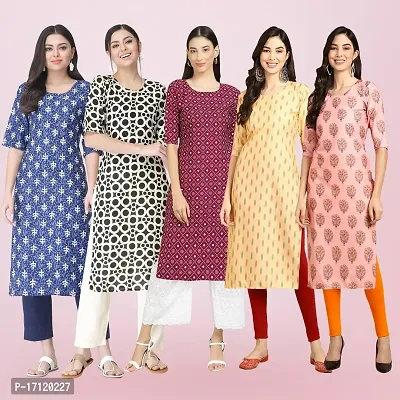 Women Stylish Crepe Printed Straight Kurta-thumb0