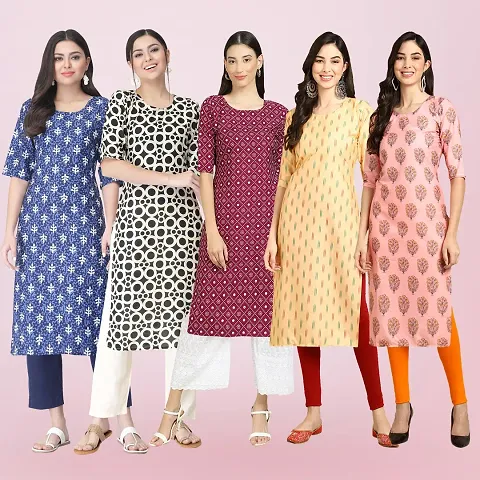 Women Stylish Crepe Straight Kurta Combo