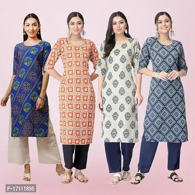 Women Stylish Crepe Printed Straight Kurta