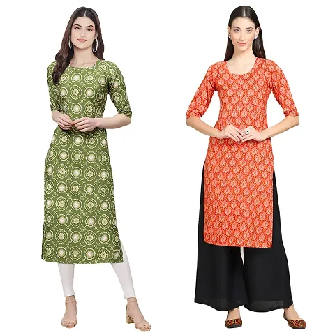 Stylish Crepe Printed Straight Kurta Combo Vol 1